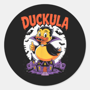 Grappige Halloween Kostuum Vampier Rubber Duck Duc Ronde Sticker
