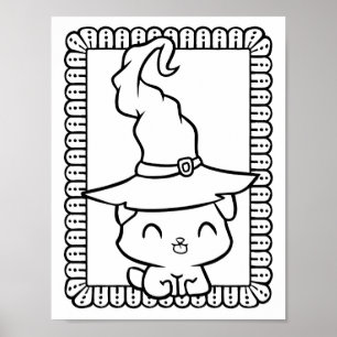 Grappige Halloween lachende hond kleurplaat Poster