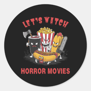 Grappige Halloween Laten we kijken Horror Films Vr Ronde Sticker