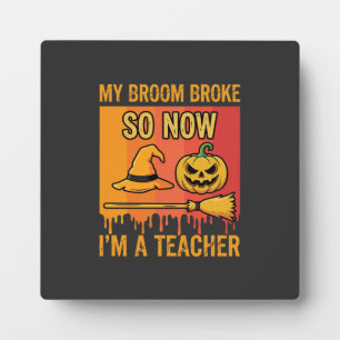 Grappige Halloween Leraar Mijn Bezem Brak Heks Ont Fotoplaat