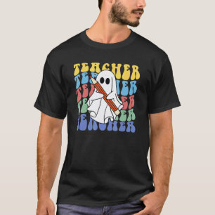 Grappige Halloween leraar spook met potlood T-shirt