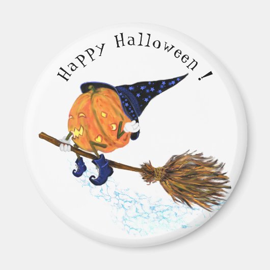 Grappige Halloween Magnet Witch Pumpkin Vliegen Magneet (Voorkant)