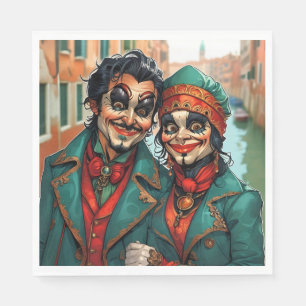 Grappige Halloween make-up Gezicht karikatuur paar Servet