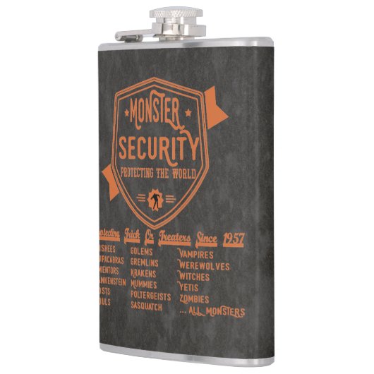 Grappige Halloween Monster Security Moed Heupfles (Links)