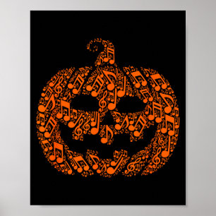 Grappige Halloween-muzieknoot Musicus Jack O Lante Poster