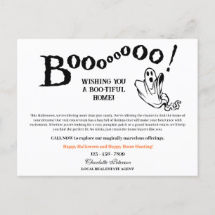 Grappige Halloween-onroerendgoedkaart Feestdagenkaart