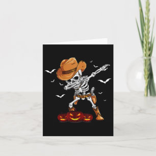 Grappige Halloween Party Dabbing Skeleton Cowboy B Kaart