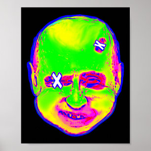Grappige Halloween Poetin Clown 1980s Retro Kunst  Poster