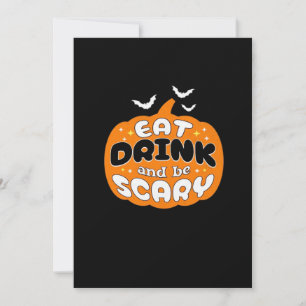 Grappige Halloween Pompoen Eet Drink En Wees Eng E Feestdagenkaart