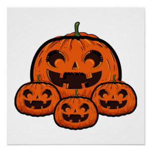 Grappige Halloween pompoen, enge Halloween Perfect Poster