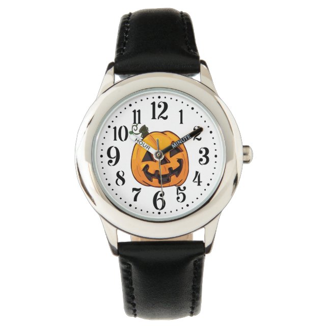 Grappige Halloween Pompoen Horloge (Voorkant)