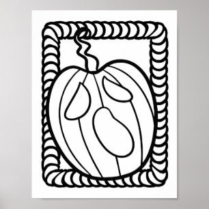 Grappige Halloween pompoen kleurplaat Poster