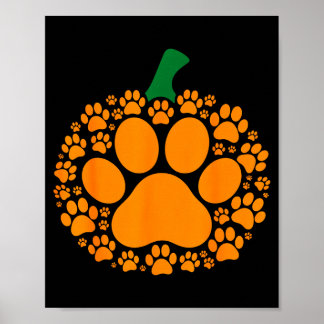 Grappige Halloween Pompoen Pootafdruk Hond Liefheb Poster