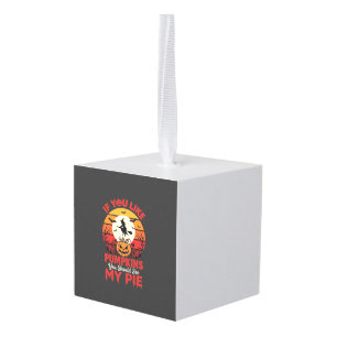 Grappige Halloween Pompoen Taart Ontwerp_1 Kubus Ornament