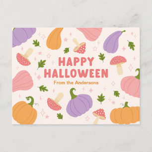 Grappige Halloween pompoenen en paddenstoelen Briefkaart