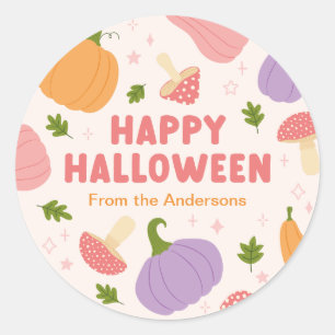 Grappige Halloween pompoenen en paddenstoelen Ronde Sticker