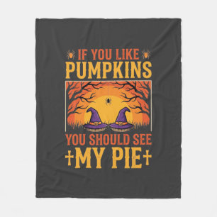 Grappige Halloween Pompoentaart Heks Ontwerp_1 Fleece Deken