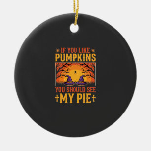 Grappige Halloween Pompoentaart Heks Ontwerp_1 Keramisch Ornament