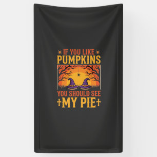 Grappige Halloween Pompoentaart Heks Ontwerp_1 Spandoek