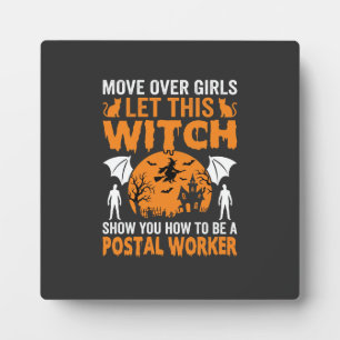 Grappige Halloween Postbode Heks Kat Grafisch Fotoplaat