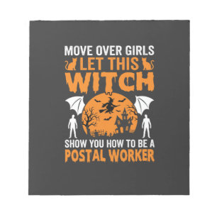 Grappige Halloween Postbode Heks Kat Grafisch Notitieblok