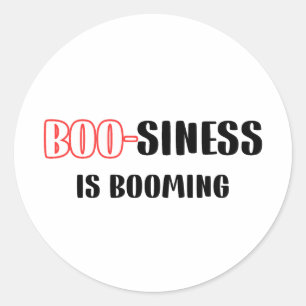 Grappige Halloween Pun - Boo-siness is booming Ronde Sticker