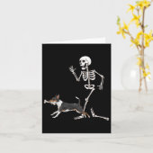 Grappige Halloween Rat Terrier en Skeleton Kaart (Gele Bloem)