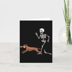Grappige Halloween Rhodesian Ridgeback en skelet Kaart