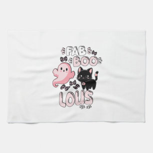 Grappige Halloween Roze Geest Spectaculair Kat Fab Theedoek