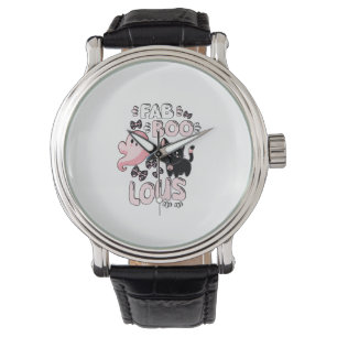 Grappige Halloween Roze Geest Spooktacular Cat Fab Horloge