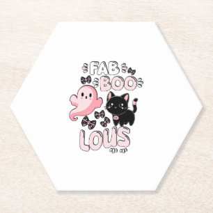 Grappige Halloween Roze Geest Spooktacular Cat Fab Kartonnen Onderzetters