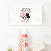 Grappige Halloween Roze Geest Spooktacular Cat Fab Spandoek (Insitu)