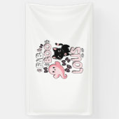 Grappige Halloween Roze Geest Spooktacular Cat Fab Spandoek (Verticaal)