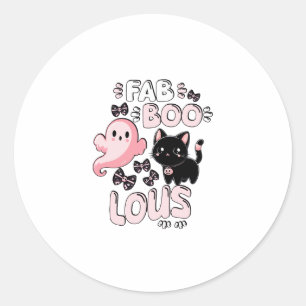 Grappige Halloween Roze Geest Spooktacular Kat Fab Ronde Sticker