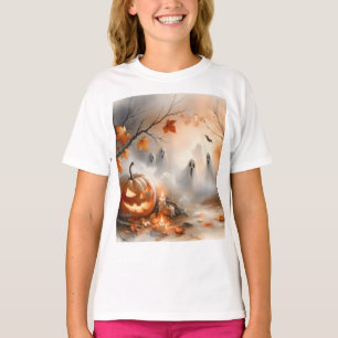 Grappige Halloween-scène met pompoen en geesten T-shirt