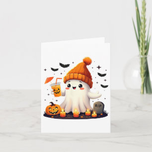 Grappige Halloween Schattigee Geest Drink Ice Coff Kaart