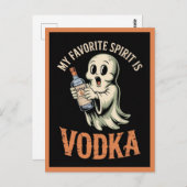 Grappige Halloween Schattigee Ghost Booze Boos Briefkaart (Voorkant / Achterkant)
