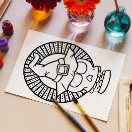 Grappige Halloween schedel lachende kleurplaat Poster