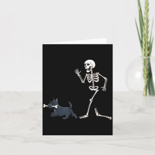 Grappige Halloween Schotse Terriër En Skelet Kaart