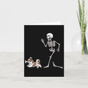 Grappige Halloween Shih Tzu en Skeleton Kaart