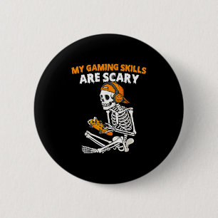 Grappige Halloween Skelet Gamer Video Game Vaardig Ronde Button 5,7 Cm