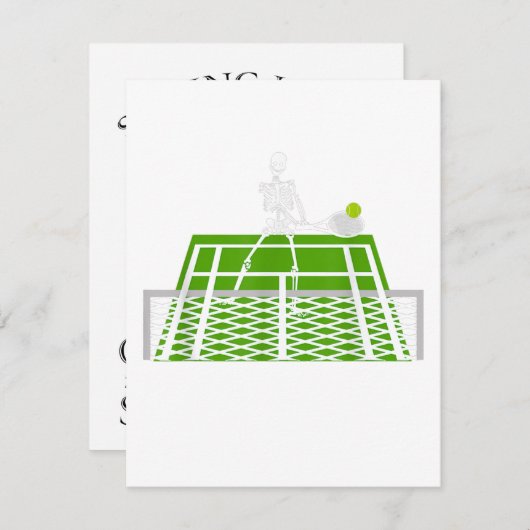 grappige halloween skelet schedel speelt tennis kaart (Voorkant / Achterkant)