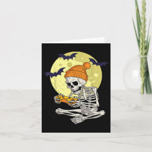 Grappige Halloween Skeleton Gamer Videogames Jonge Kaart