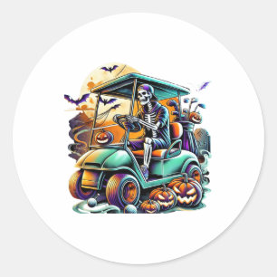 Grappige  Halloween Skeleton Golfkar Golfer Ronde Sticker