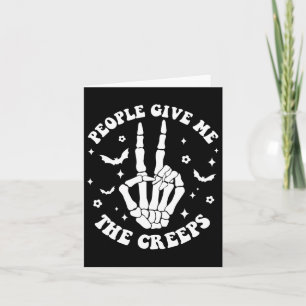 Grappige Halloween Skeleton Hand mensen geven me d Kaart