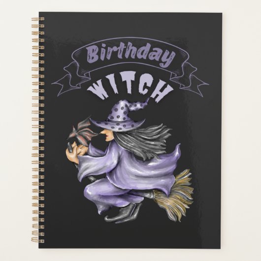 Grappige Halloween Spooky Oktober Verjaardags Heks Planner (Voorkant)