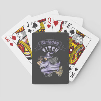 Grappige Halloween Spooky Oktober Verjaardags Heks Pokerkaarten
