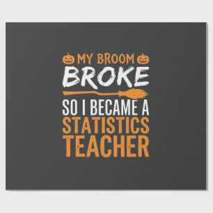 Grappige Halloween-statistieken Onderwijzer Bezemo Cadeaupapier