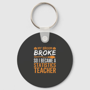 Grappige Halloween-statistieken Onderwijzer Bezemo Sleutelhanger