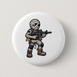 Grappige Halloween Tactical Mummy Army Mannen Vete Ronde Button 5,7 Cm